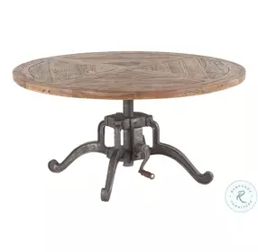 Artezia Weathered Teak And Gun Metal 42" Adjustable Round Coffee Table