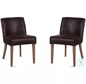 Avery Dark Brown Leather Side Chair Set Of 2