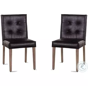 Avery Black And Whitewashed Leather Dining Chair Set Of 2