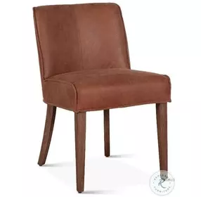 Avery Tan Leather Side Chair with Weathered Oak Legs Set Of 2
