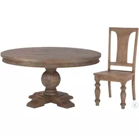 Chatham Weathered Teak 54" Round Dining Room Set