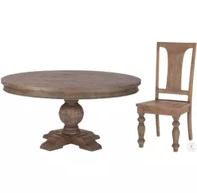 Chatham Weathered Teak Round Dining Room Set