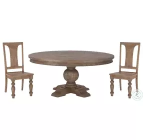 Chatham Downs Weathered Teak 72" Round Dining Room Set