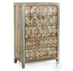 Cordoba Vintage Teal And Antique Nickel Tall Chest