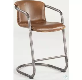 Chiavari Distressed Brown Leather Counter Height Stool Set of 2