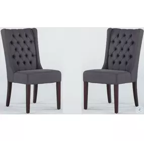 Chloe Dark Grey Linen Tufted Dining Chair Set of 2