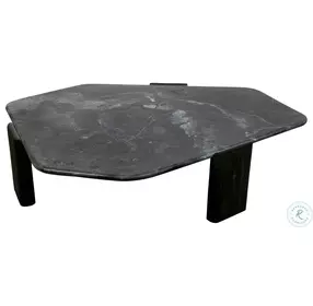 Harbor Lava Marble And Dark Walnut 64" Hexagonal Coffee Table