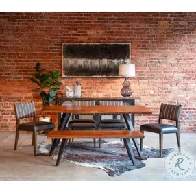 Knoxville Walnut Acacia Wood Live Edge 68" Dining Room Set