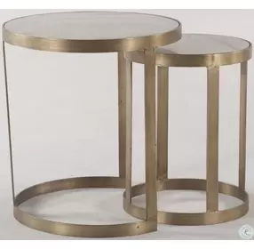 Leonardo White and Antique Gold Nesting Side Tables Set of 2