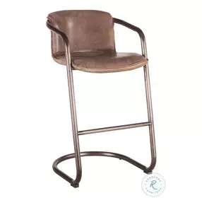 Chiavari Distressed Jet Brown Leather Bar Stool Set Of 2