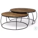 Clapp Brown Wood And Black Iron Round Coffee Table Set Of 2