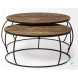 Clapp Brown Wood And Black Iron Round Coffee Table Set Of 2