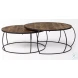 Clapp Brown Wood And Black Iron Round Coffee Table Set Of 2