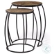 Clapp Brown Wood And Black Metal Nesting Table Set of 2