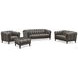 Trix Ash Gray Leather Upholstered Rectangular Ottoman