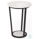 Bombola White Marble And Black Metal Small Accent Table