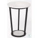 Bombola White Marble And Black Metal Small Accent Table