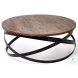 Triumph Brown Solid Wood And Black Metal 40" Round Coffee Table