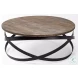 Triumph Brown Solid Wood And Black Metal 40" Round Coffee Table