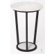 Bombola White Marble And Black Metal Small Accent Table