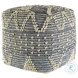 Rofi Blue Denim and Cream Cotton Stitched Square Pouf