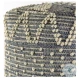Rofi Blue Denim and Cream Cotton Stitched Square Pouf