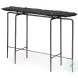 Pinera Irregular Black Slate Slate And Silver Iron Console Table