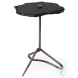 Pinera Irregular Black Slate And Silver Iron Accent Table
