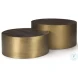 Eclipse Dark Brown Wood And Antique Brass Metal Drum Coffee Table