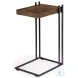 Maddox Brown Solid Wood And Black Metal C Shaped Side Table