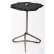 Pinera Irregular Black Slate And Silver Iron Accent Table