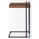 Maddox Brown Solid Wood And Black Metal C Shaped Side Table