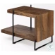 Maddox Brown Solid Wood And Black Metal U Shaped Side Table