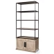 Braxton Light Brown Wood And Black Metal 2 Door Shelving Unit