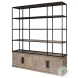 Braxton Light Brown Wood And Black Metal 4 Door Shelving Unit