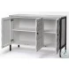 Savannah White Fir Veneer And Gray Metal 3 Door Accent Cabinet