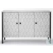 Savannah White Fir Veneer And Gray Metal 3 Door Accent Cabinet