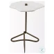 Pinera Irregular White Marble And Gold Metal Accent Table