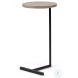 Ballatine Brown Wood And Black Metal Round Accent Table