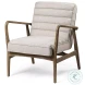 Ajax Cream Fabric And Brown Wood Accent Chair