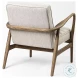 Ajax Cream Fabric And Brown Wood Accent Chair