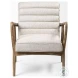 Ajax Cream Fabric And Brown Wood Accent Chair