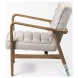 Ajax Cream Fabric And Brown Wood Accent Chair