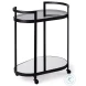 Eleonore Black Metal 2 Tier Glass Shelves Bar Cart