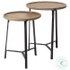 Helios Brown Solid Wood And Black Metal Occasional Table Set