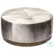 Zahavi Gray Hair On Hide 36" Ottoman