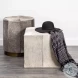 Zahavi Gray Hair On Hide 23" Ottoman