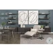 Larkin White Marble And Black Side Tables with Brown Wood Shelf 