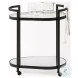 Eleonore Black Metal 2 Tier Glass Shelves Bar Cart