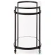 Eleonore Black Metal 2 Tier Glass Shelves Bar Cart